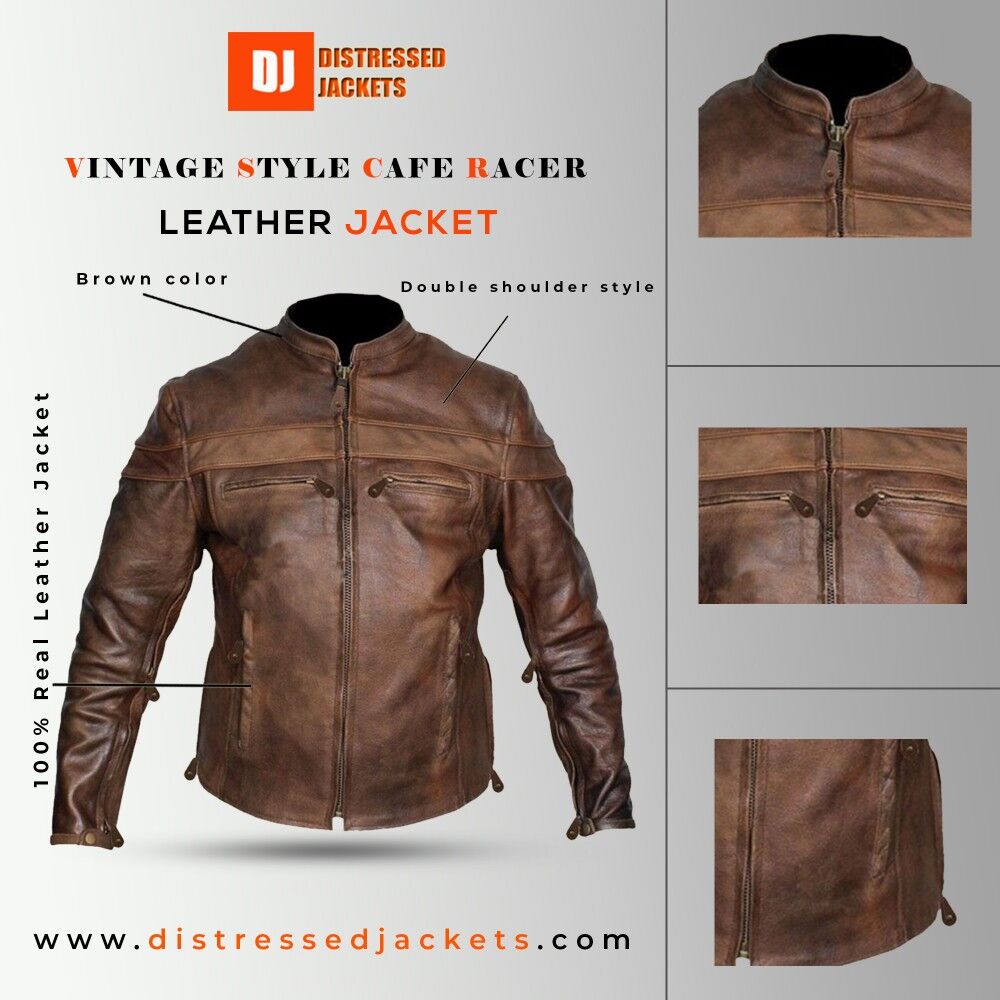 III-Fashions Mens Copper Rub Off Vintage Classic Distressed Brown Motorcycle Biker Rider Leather Jacket
